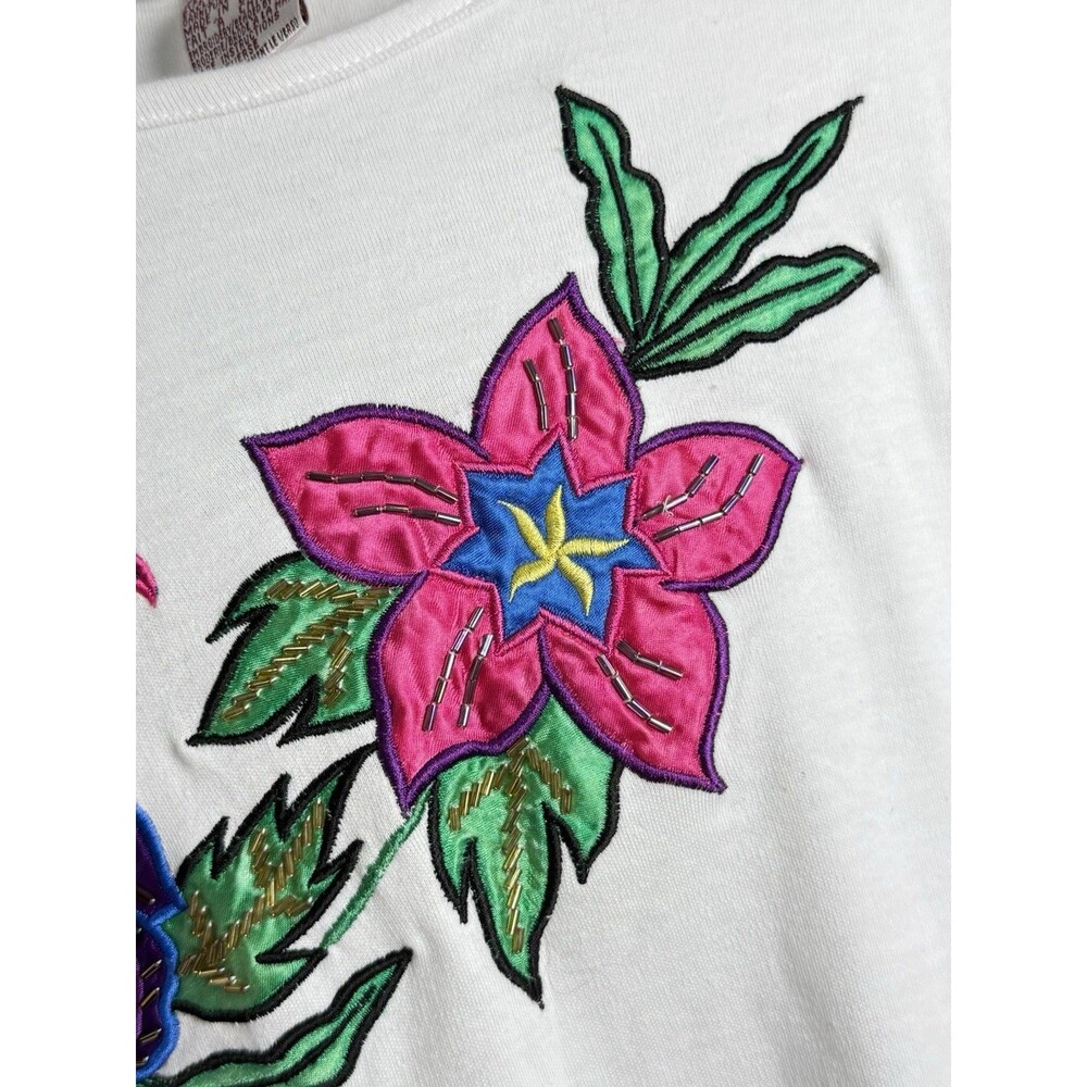 Vintage Raoul Embroidery Appliqué Beaded 3/4th Sleeve Top Sz Medium New - Picture 5 of 8
